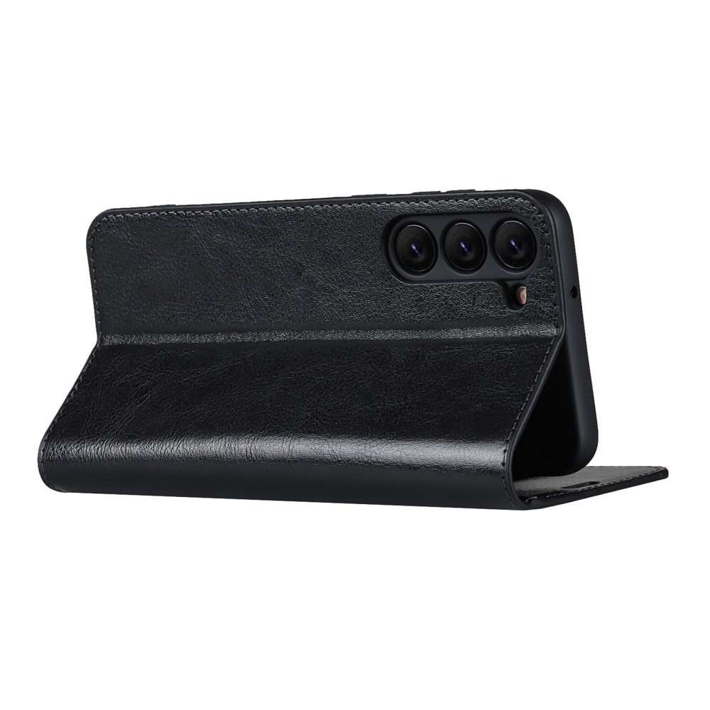 Samsung Galaxy S23 Plus Handytasche aus Echtem Leder Schwarz