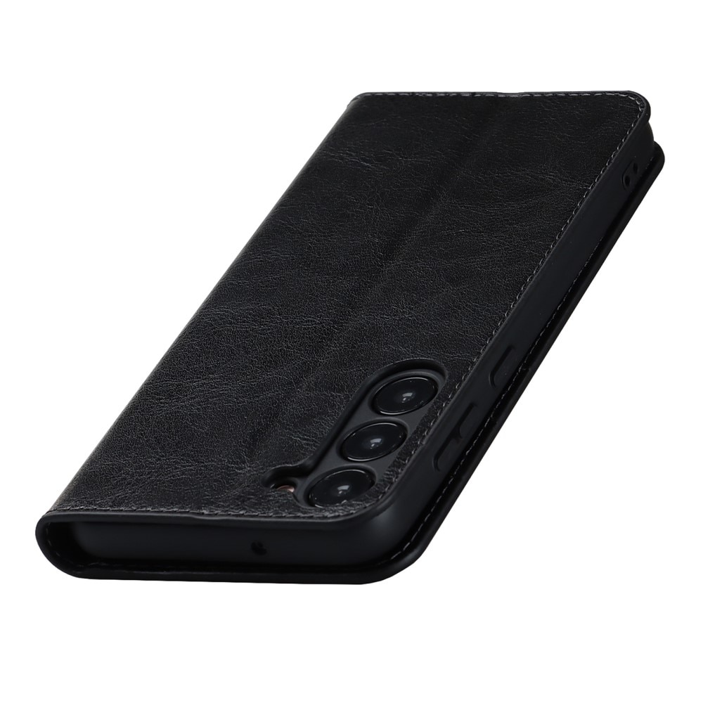 Samsung Galaxy S23 Plus Handytasche aus Echtem Leder Schwarz