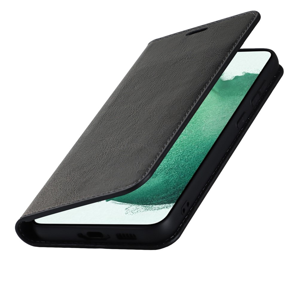 Samsung Galaxy S23 Plus Handytasche aus Echtem Leder Schwarz