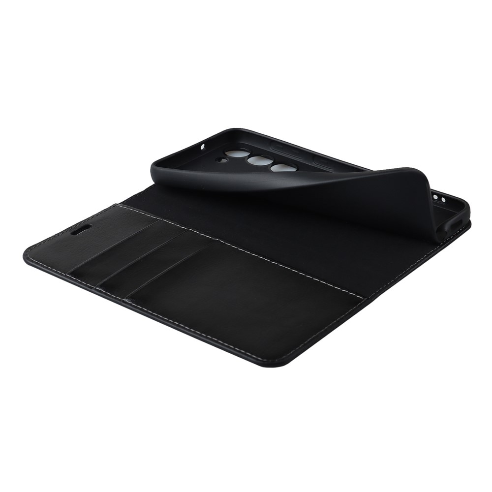 Samsung Galaxy S23 Plus Handytasche aus Echtem Leder Schwarz
