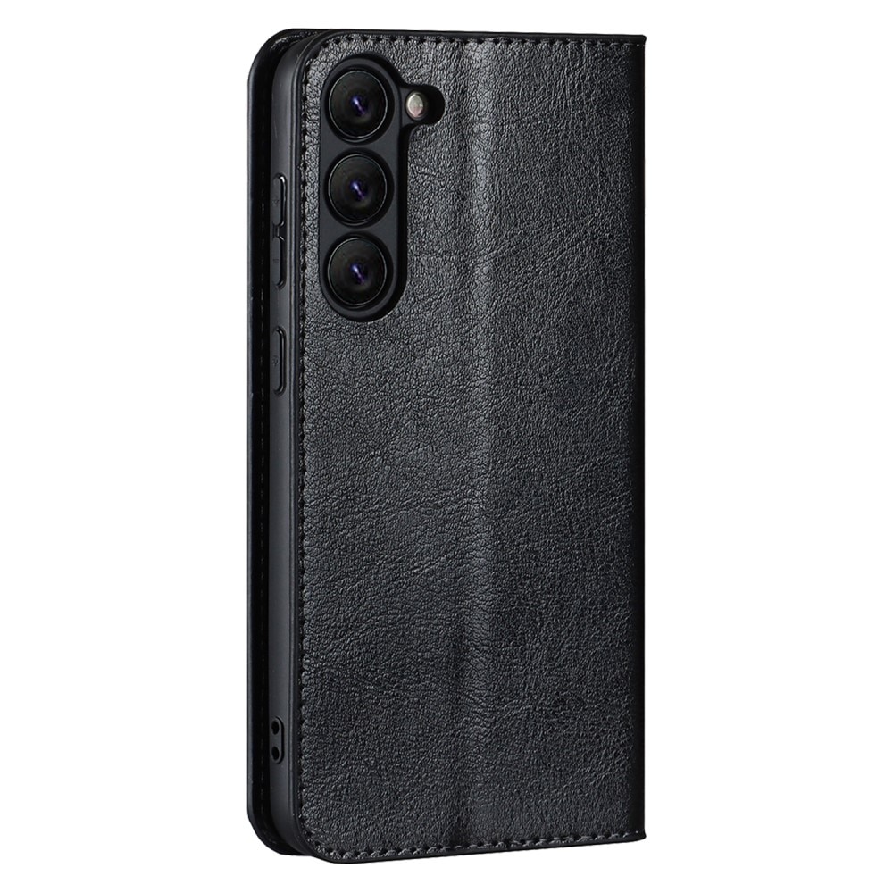 Samsung Galaxy S23 Plus Handytasche aus Echtem Leder Schwarz