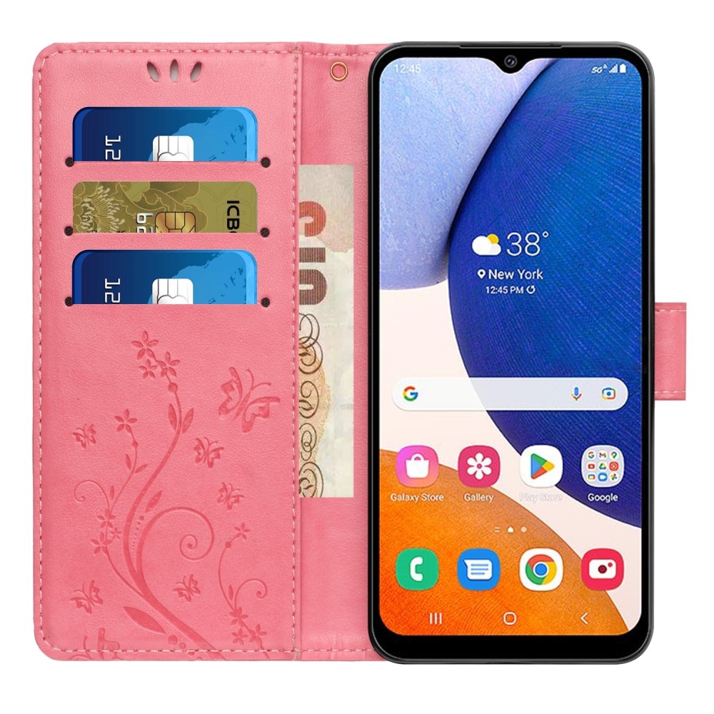 Samsung Galaxy A54 Handyhülle mit Schmetterlingsmuster, rosa