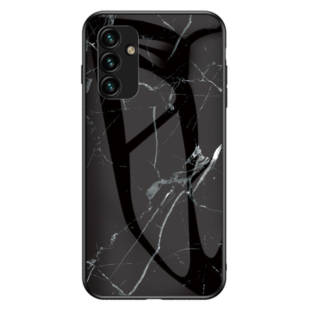 Samsung Galaxy A34 Hülle aus gehärtetem Glas schwarzer Marmor