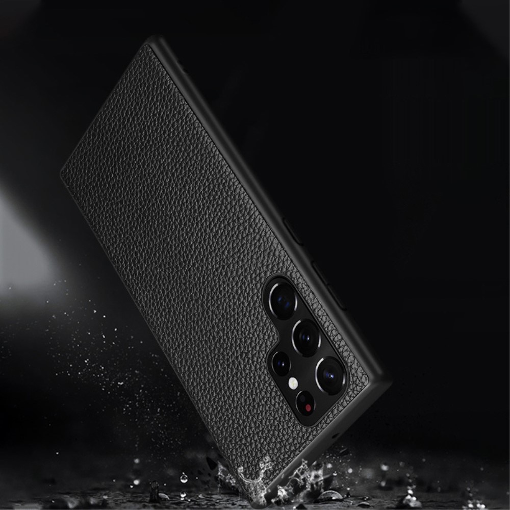 Samsung Galaxy S23 Ultra Hybrid-Hülle Echtem Leder schwarz