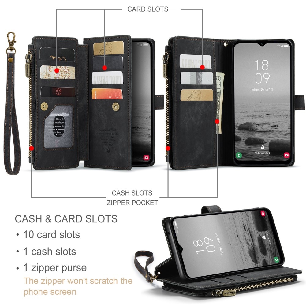 Zipper Portemonnaie-Hülle Samsung Galaxy A14 schwarz