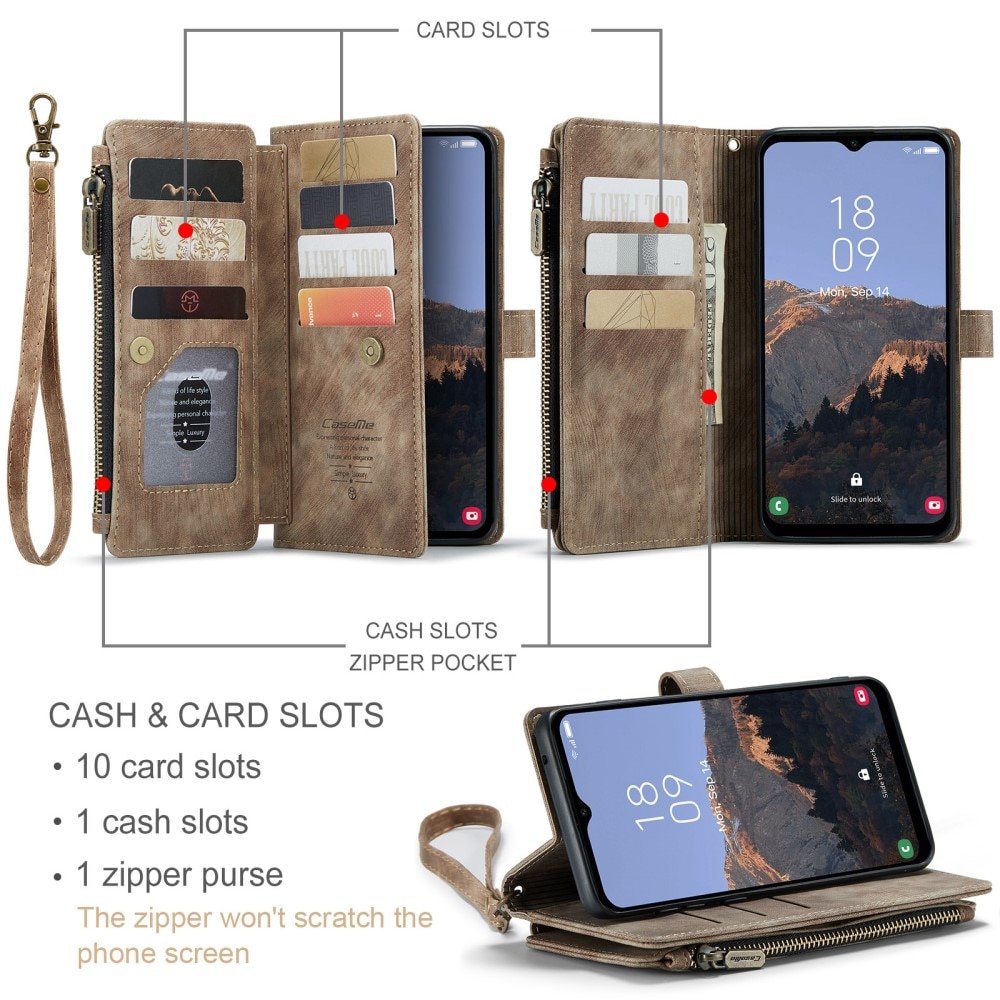 Zipper Portemonnaie-Hülle Samsung Galaxy A34 braun