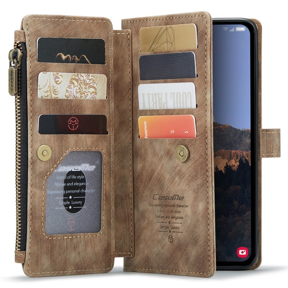 Zipper Portemonnaie-Hülle Samsung Galaxy A54 Braun