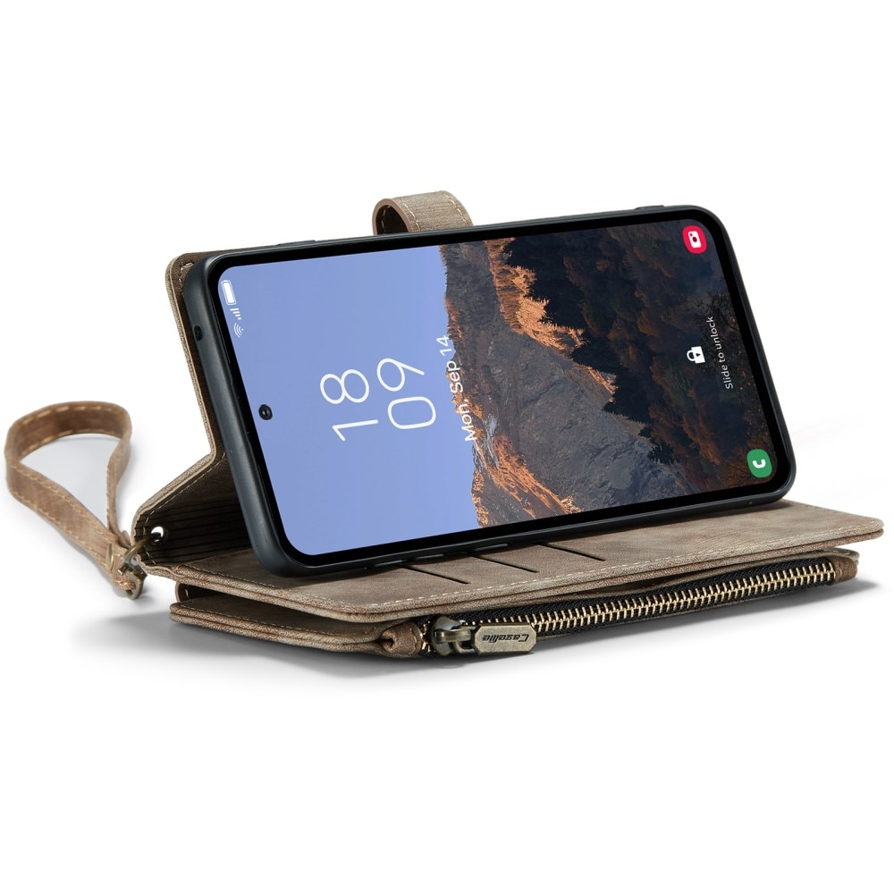 Zipper Portemonnaie-Hülle Samsung Galaxy A54 Braun