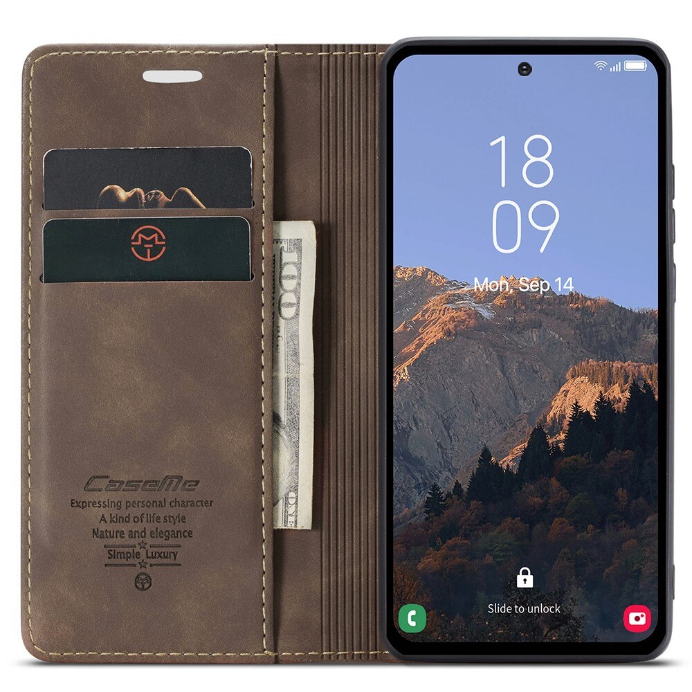 Slim Portemonnaie-Hülle Samsung Galaxy A54 braun