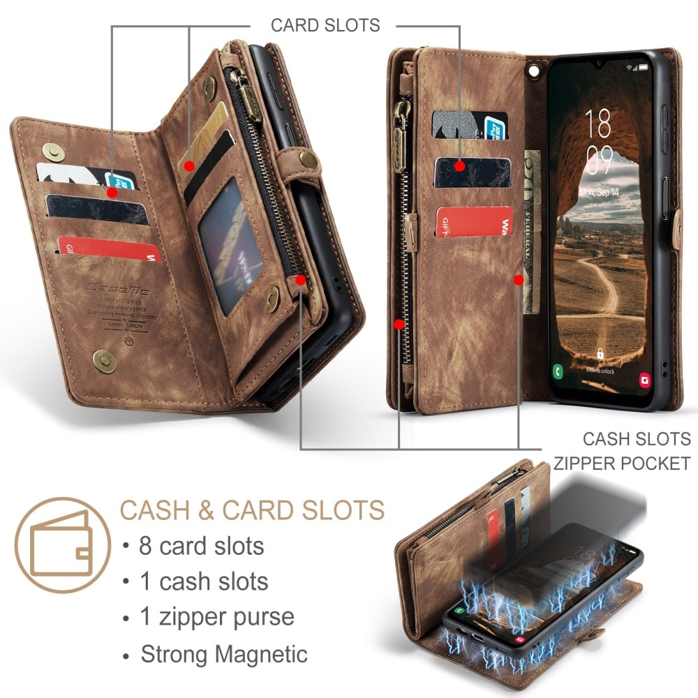 Multi-slot Portemonnaie-Hülle Samsung Galaxy A14 Braun