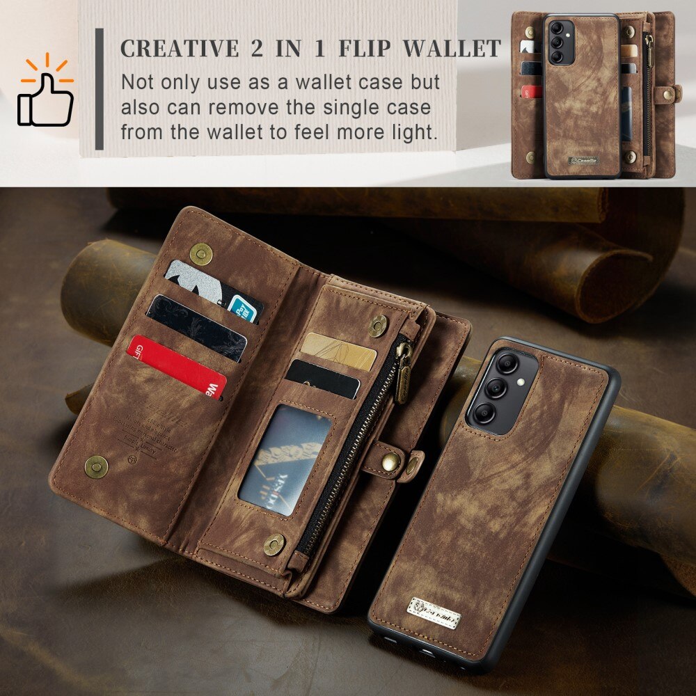 Multi-slot Portemonnaie-Hülle Samsung Galaxy A14 Braun