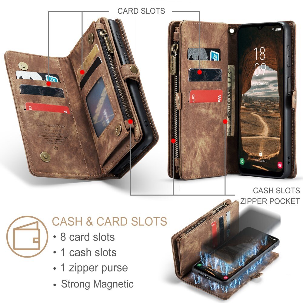 Multi-slot Portemonnaie-Hülle Samsung Galaxy A34 Braun