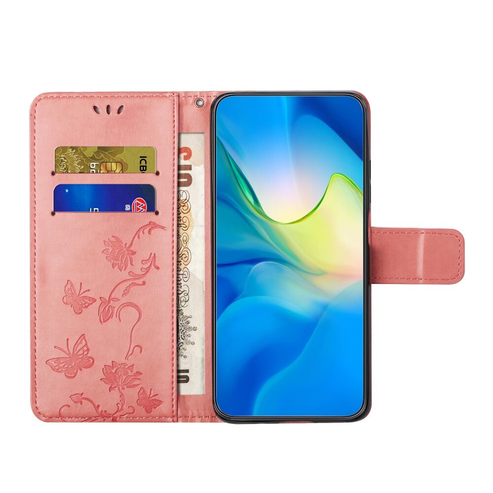 Motorola Moto G53 Handyhülle mit Schmetterlingsmuster, Rosa