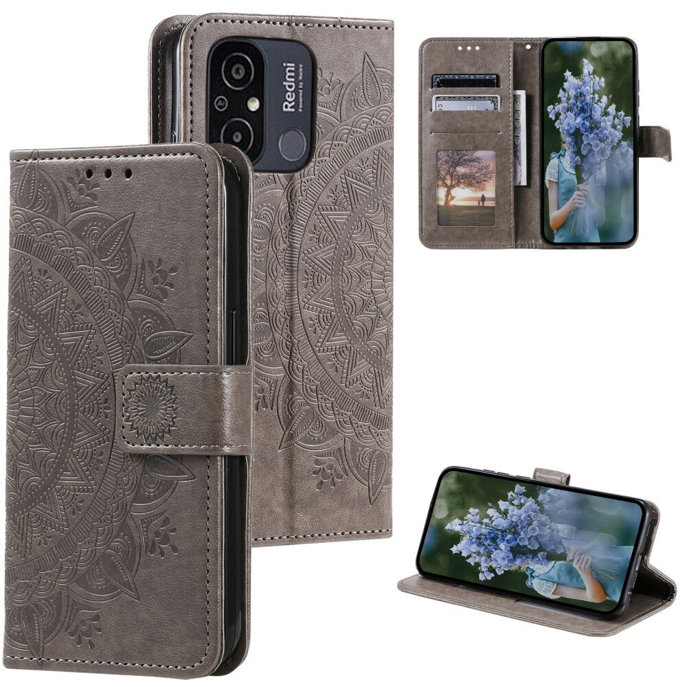 Xiaomi Redmi 12C Handytasche Mandala grau