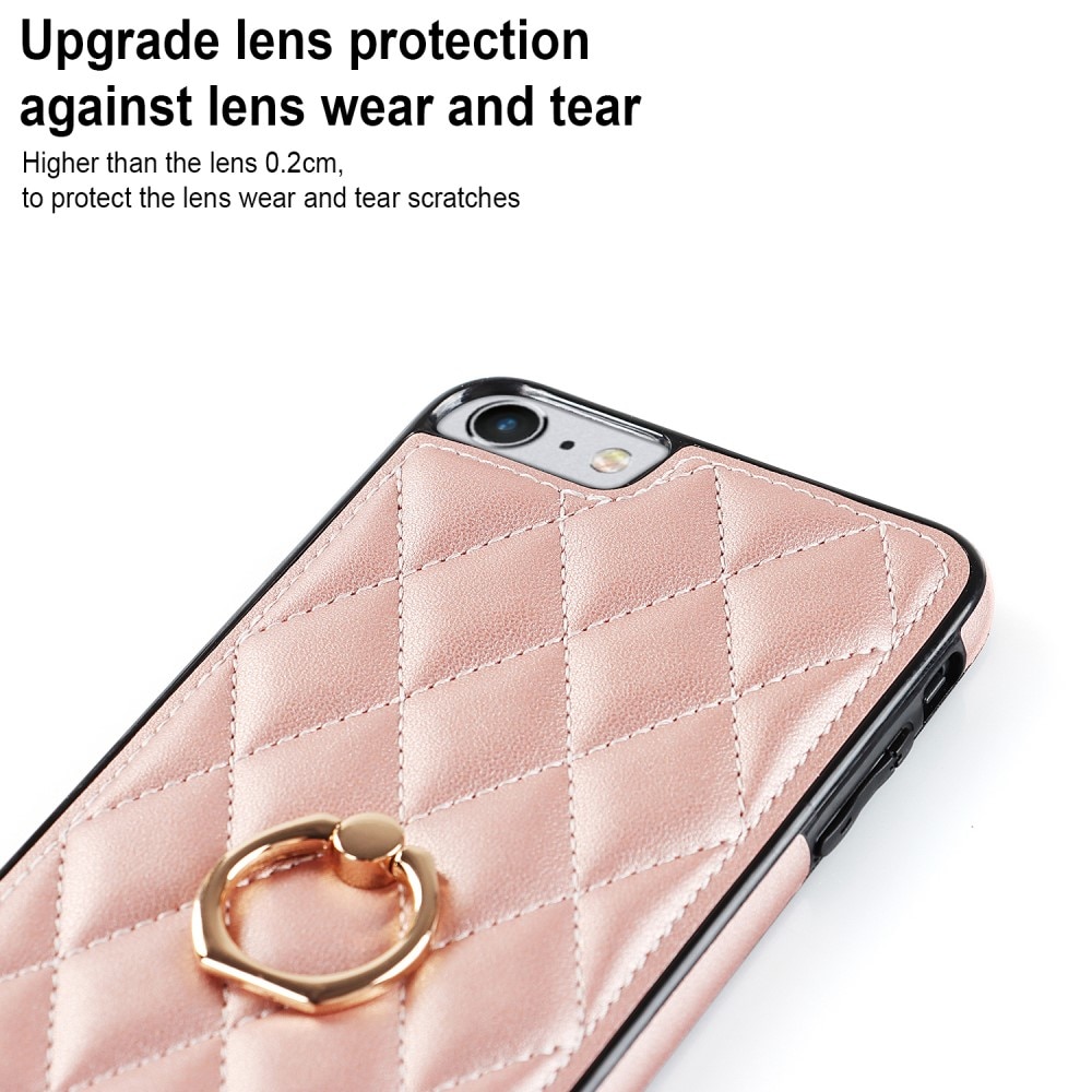 iPhone SE (2022) Gesteppte Hülle Finger Ring, roségold