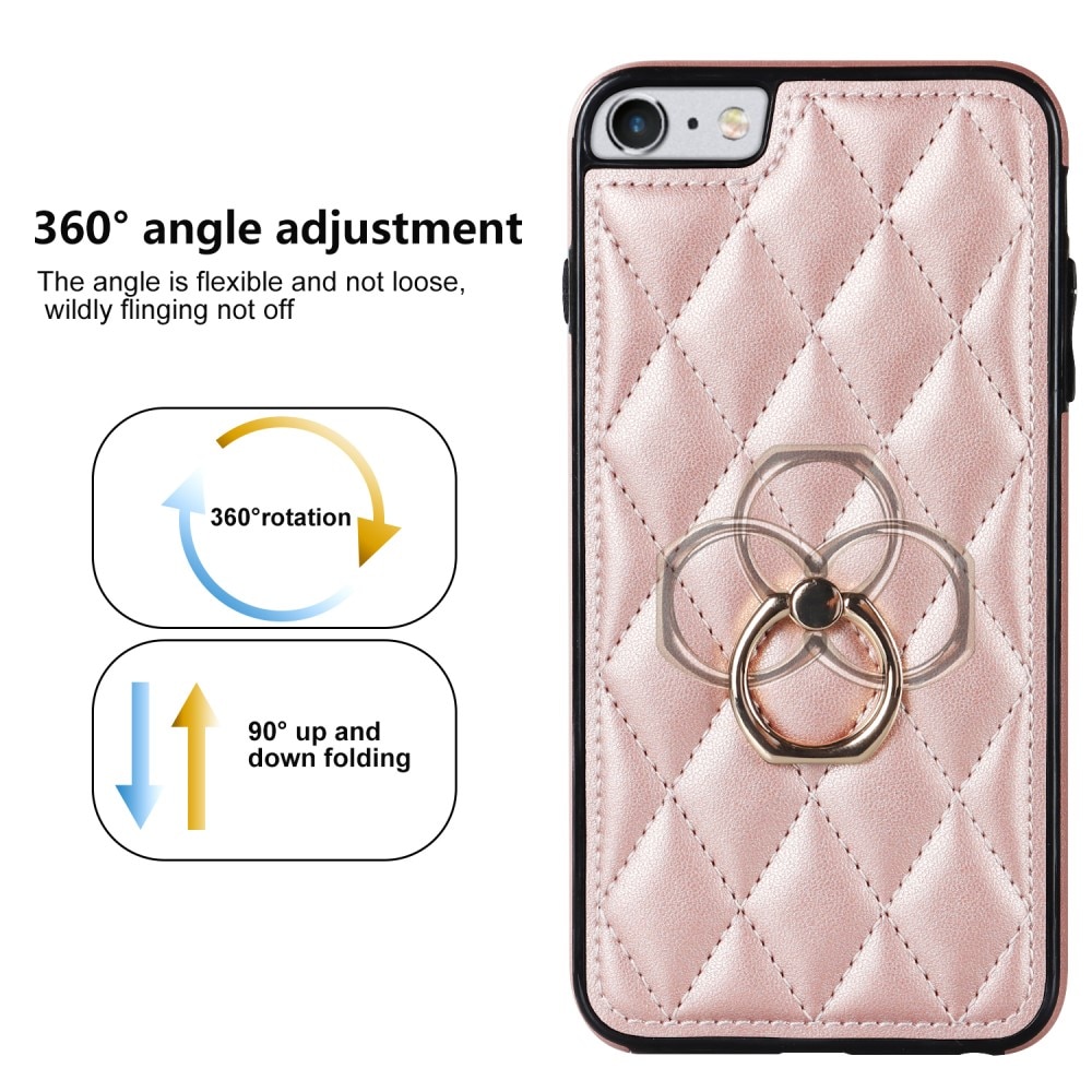 iPhone SE (2020) Gesteppte Hülle Finger Ring, roségold