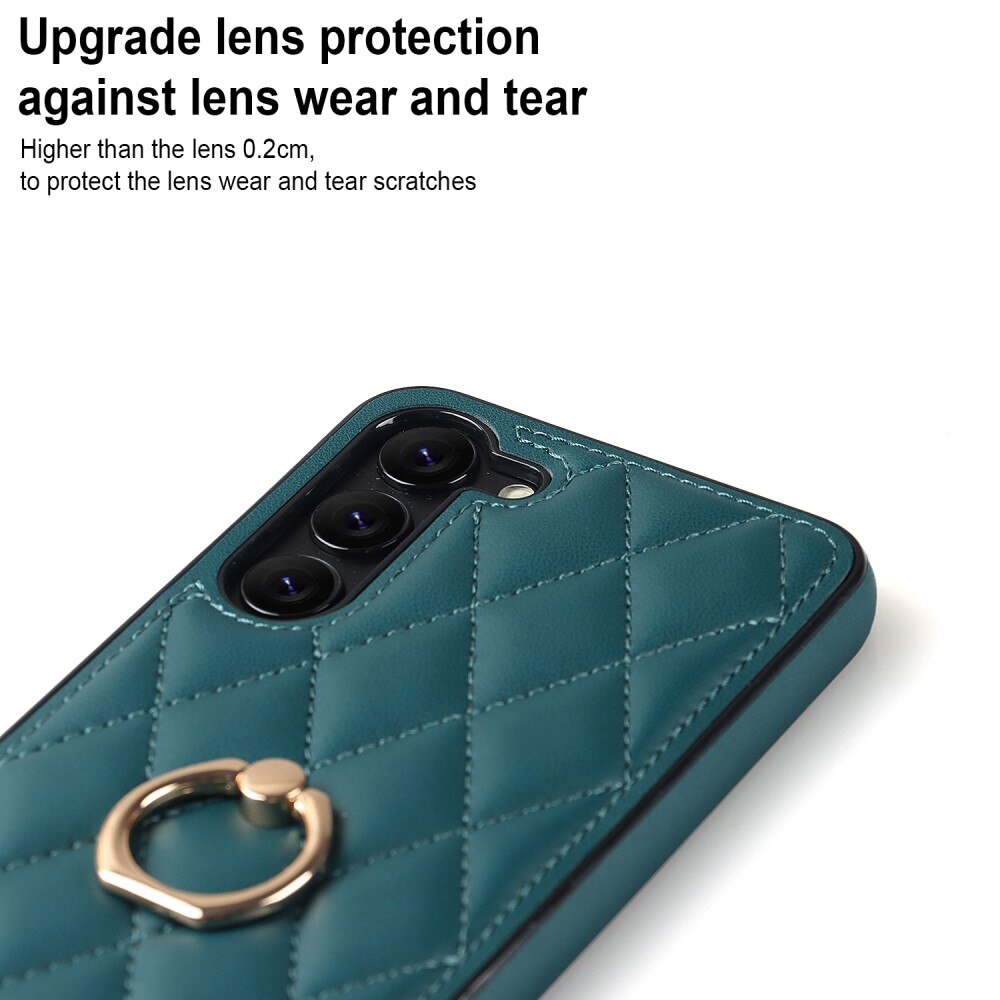 Samsung Galaxy S23 Plus Gesteppte Hülle Finger Ring, grün