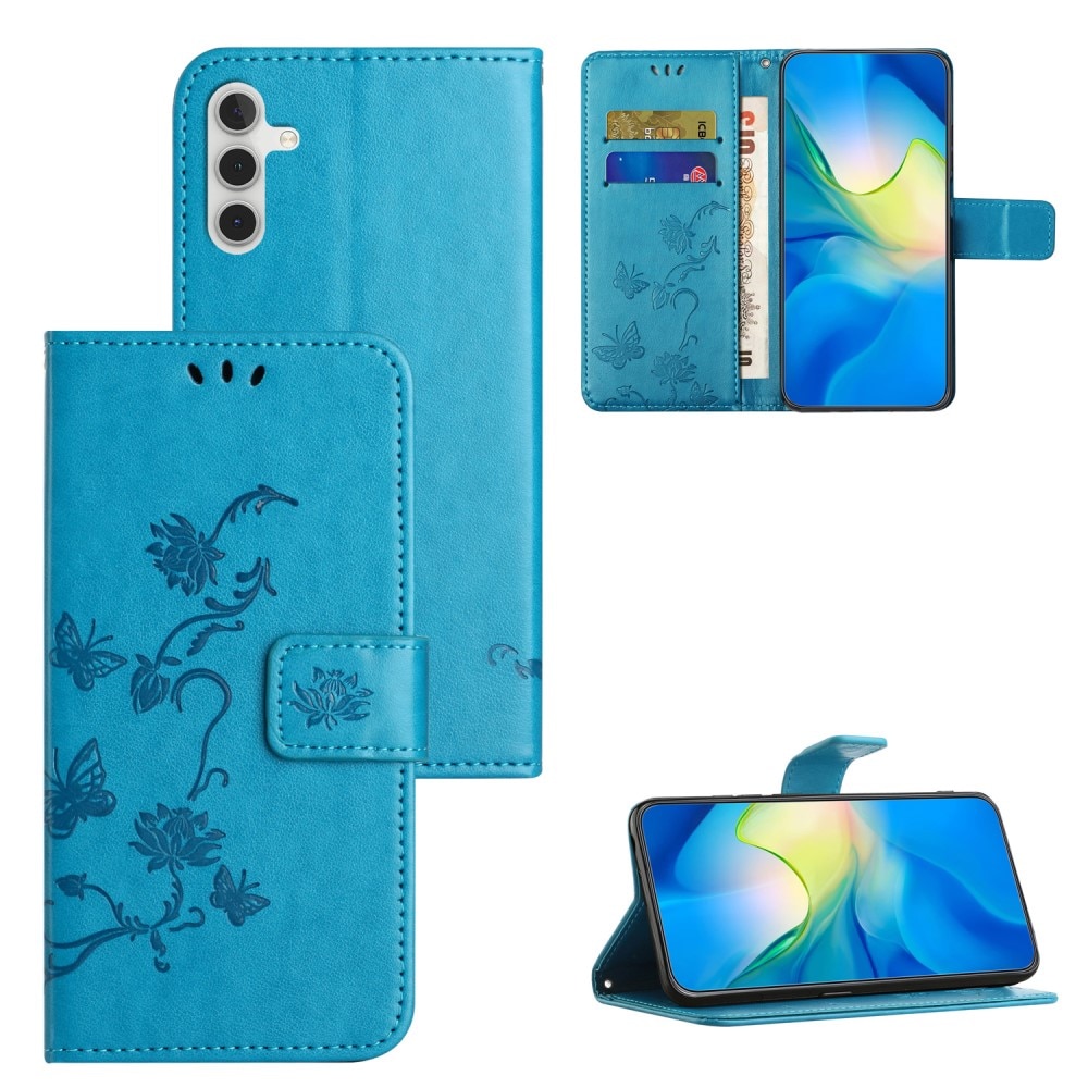 Samsung Galaxy A24 Handyhülle mit Schmetterlingsmuster, blau