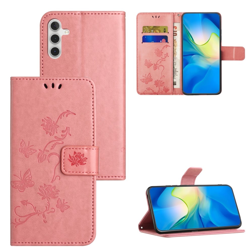 Samsung Galaxy A24 Handyhülle mit Schmetterlingsmuster, rosa