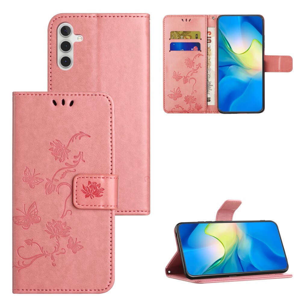 Samsung Galaxy A24 Handyhülle mit Schmetterlingsmuster, Rosa