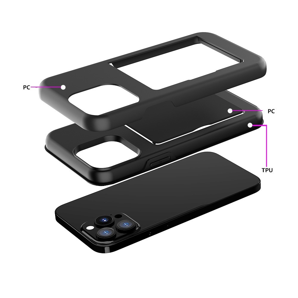 iPhone 14 Pro Hybrid-Hülle mit Kartenhalter schwarz