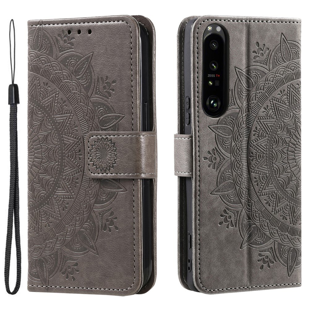 Sony Xperia 1 V Handytasche Mandala grau