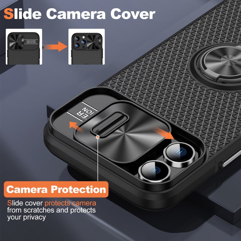 iPhone 13 Pro Max TPU-hülle mit Kameraschutz + Ring schwarz