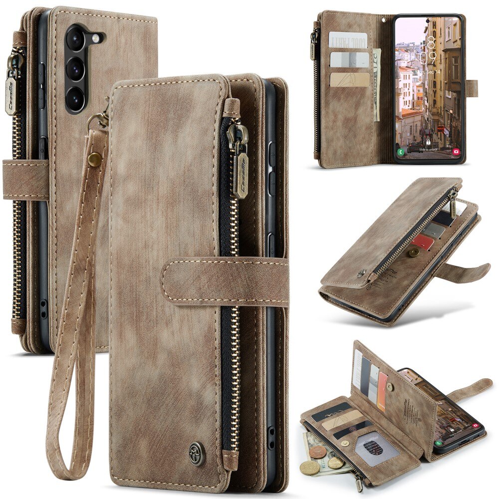 Zipper Portemonnaie-Hülle Samsung Galaxy S23 Plus Braun