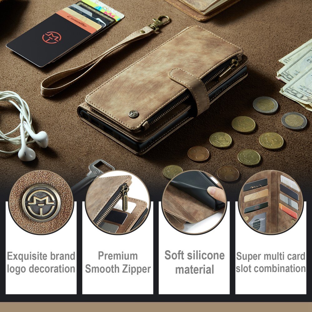 Zipper Portemonnaie-Hülle Samsung Galaxy S23 Ultra Braun