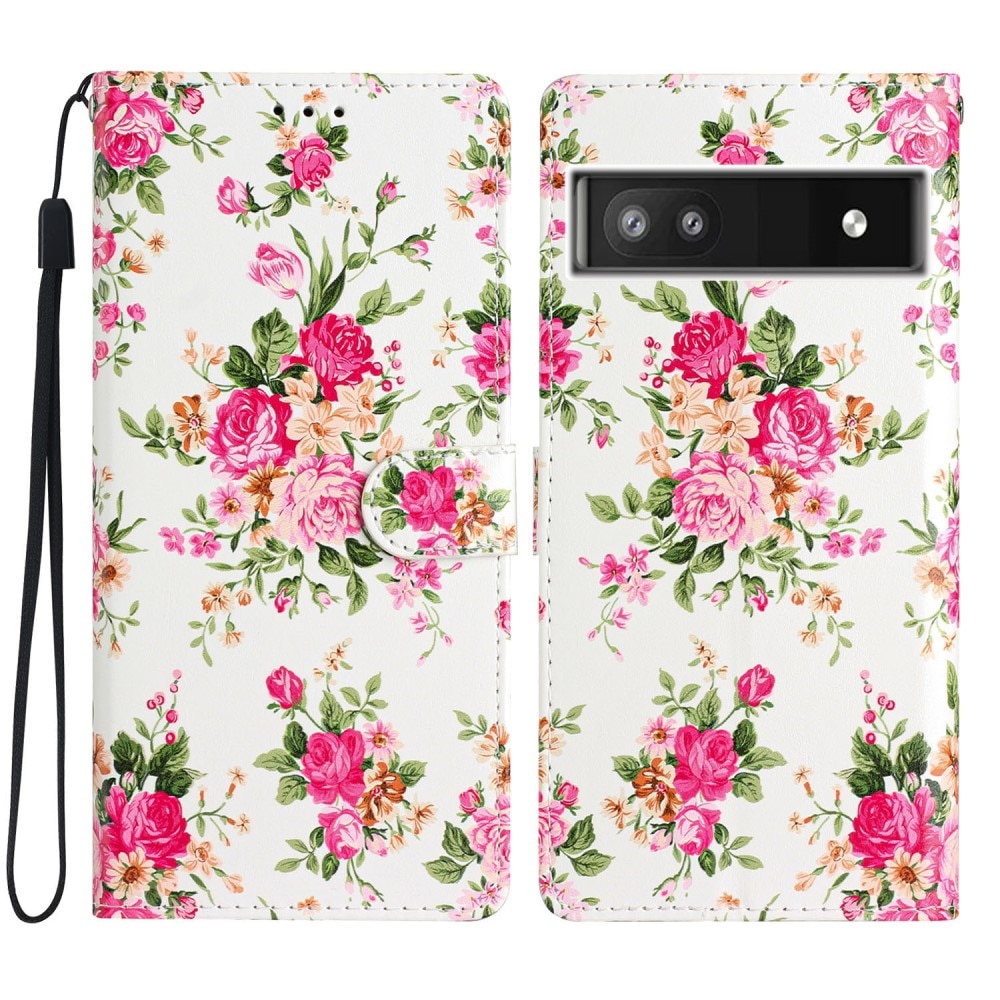 Google Pixel 6a Handytasche pinke Blumen