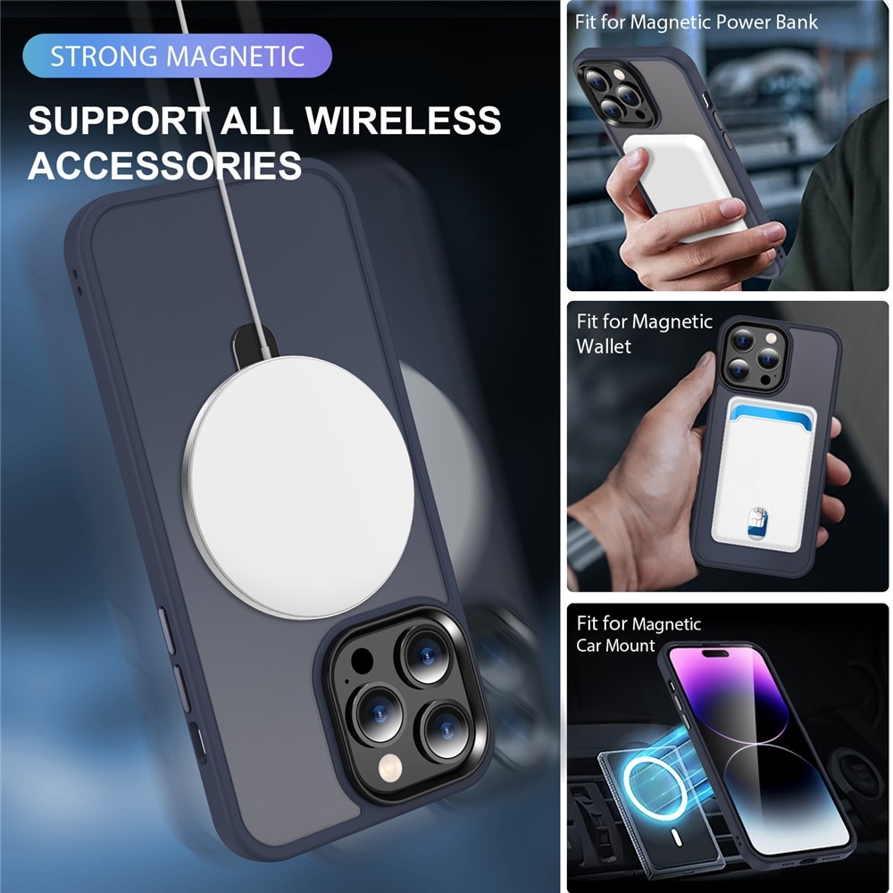 iPhone 15 Pro Max Hybrid-Hülle Magnetic Ring Blau