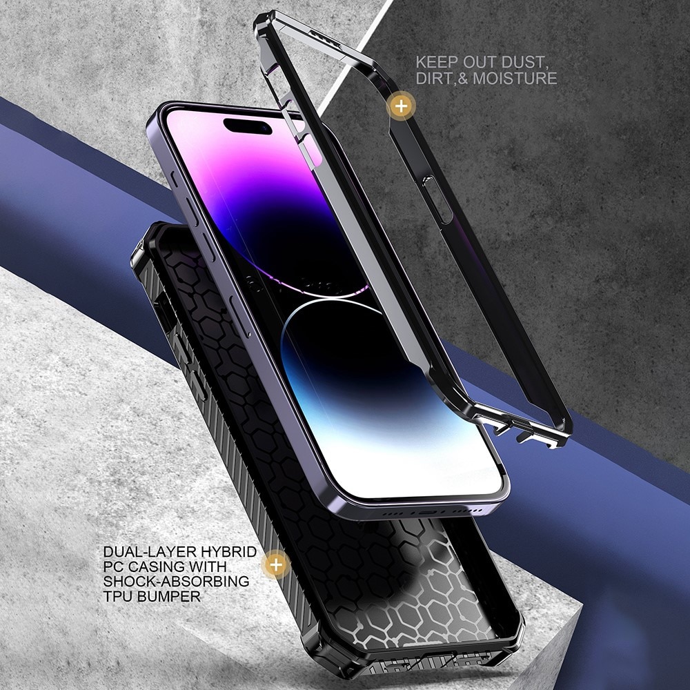 iPhone 14 Pro Max Hybrid-Hülle Tech MagSafe Ring schwarz