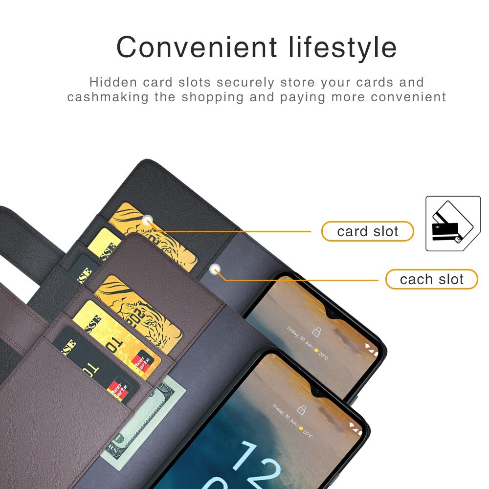 Nokia G22 Echtlederhülle, schwarz