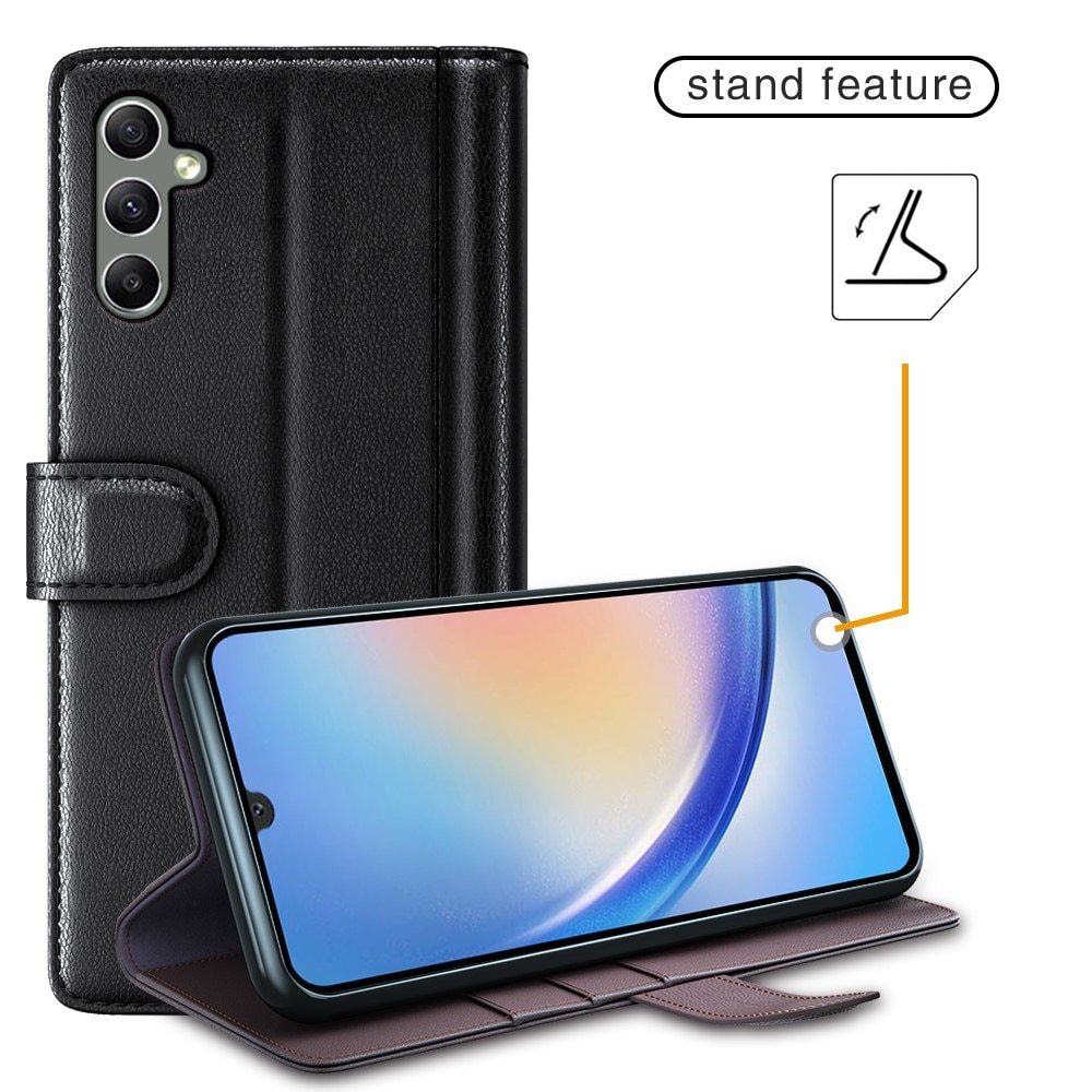 Samsung Galaxy A24 Echtlederhülle, schwarz