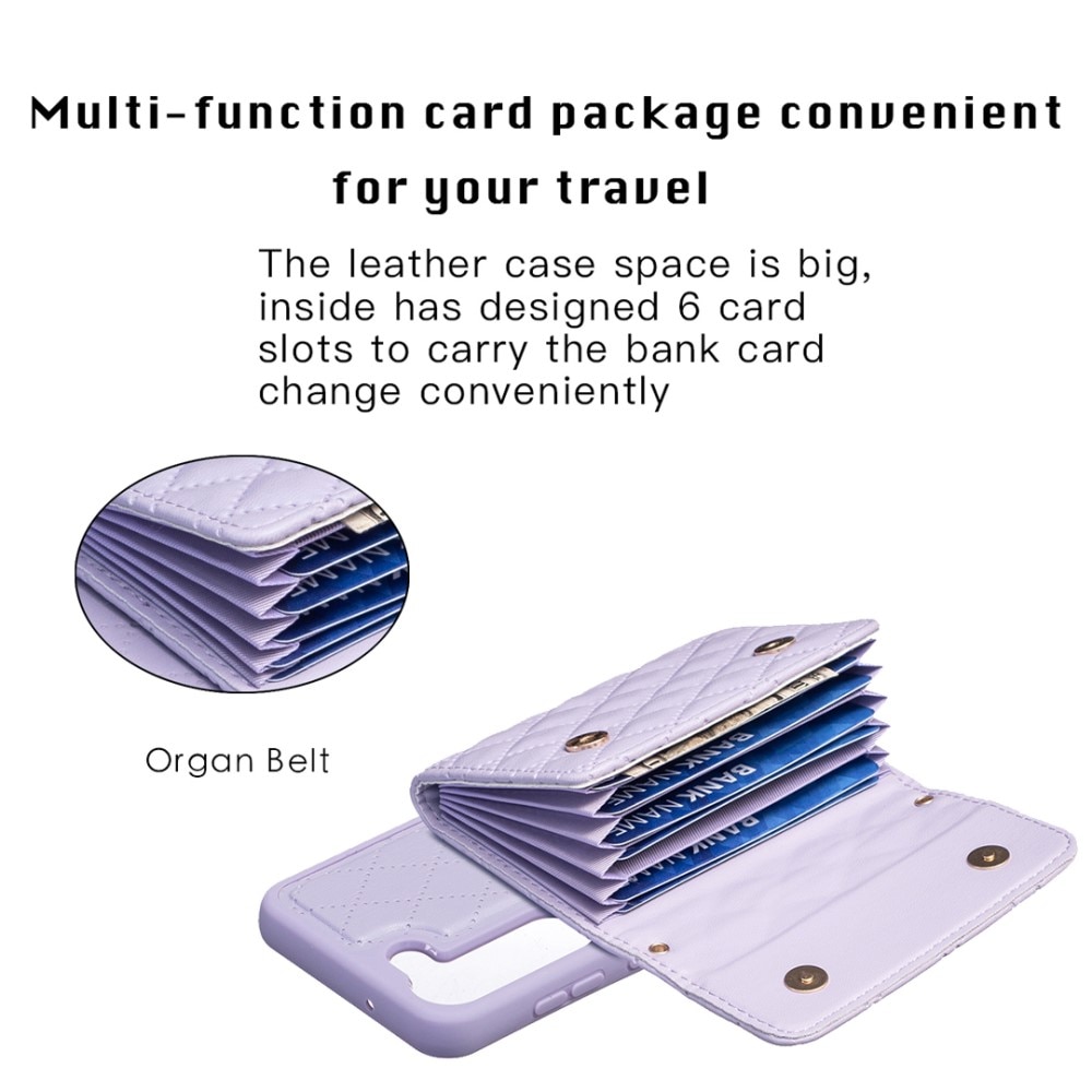 Quilted Portemonnaie-Hülle mit Seitentasche für Samsung Galaxy S23 lila