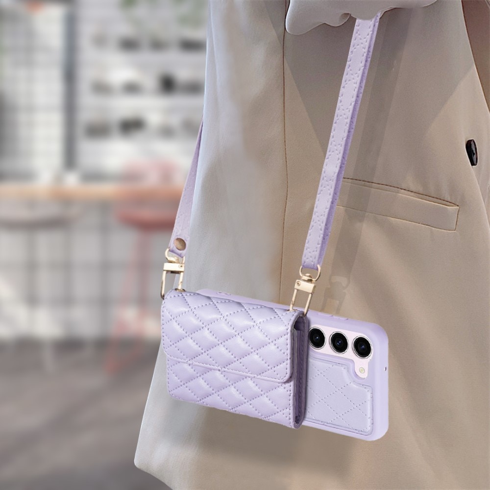 Quilted Portemonnaie-Hülle mit Seitentasche für Samsung Galaxy S23 lila