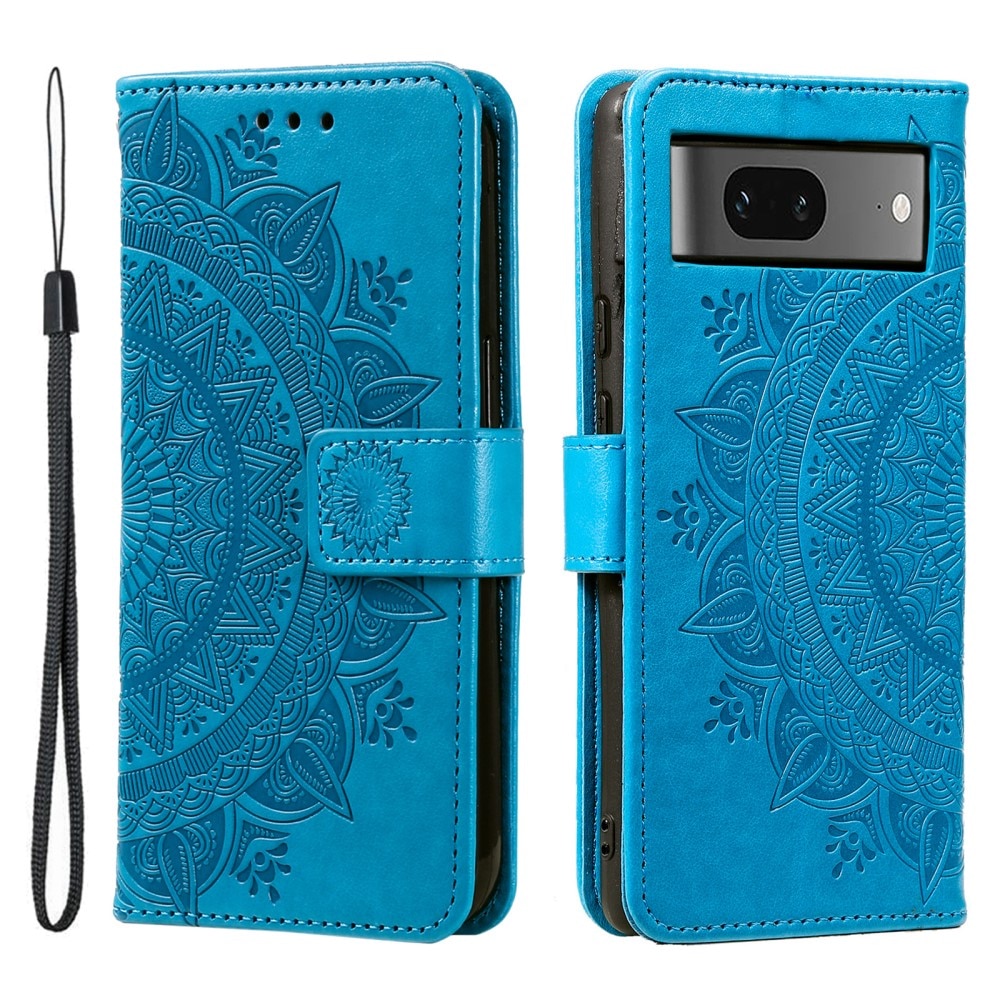 Google Pixel 8 Handytasche Mandala blau