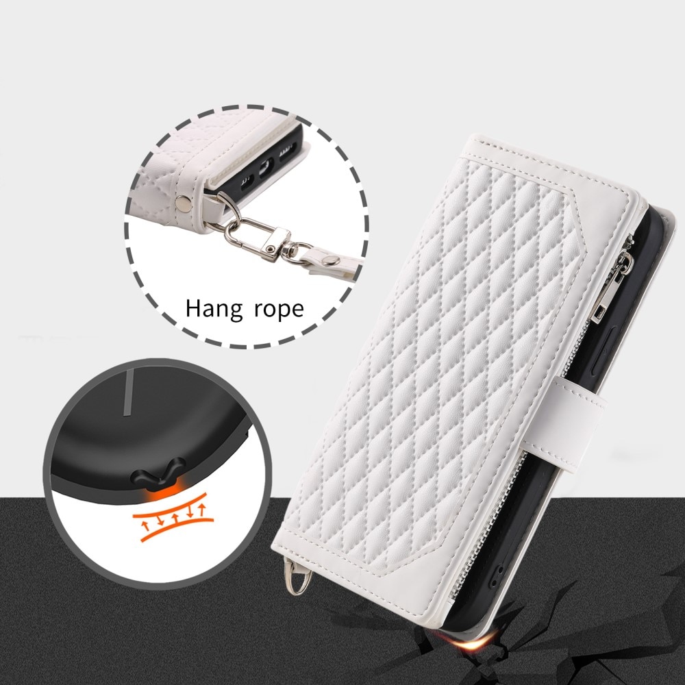 Samsung Galaxy A14 Brieftasche Hülle Quilted Weiß