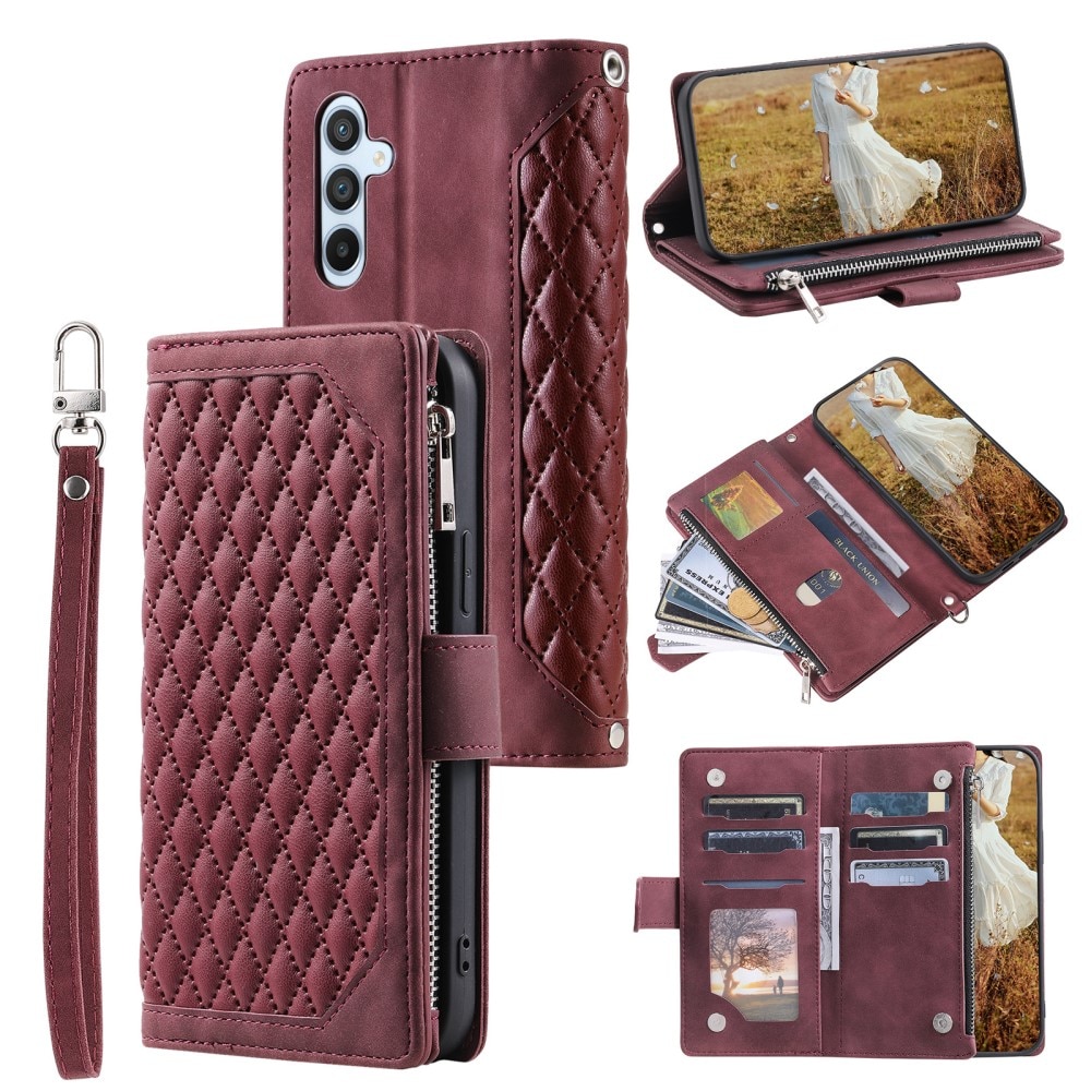 Samsung Galaxy A14 Brieftasche Hülle Quilted rot