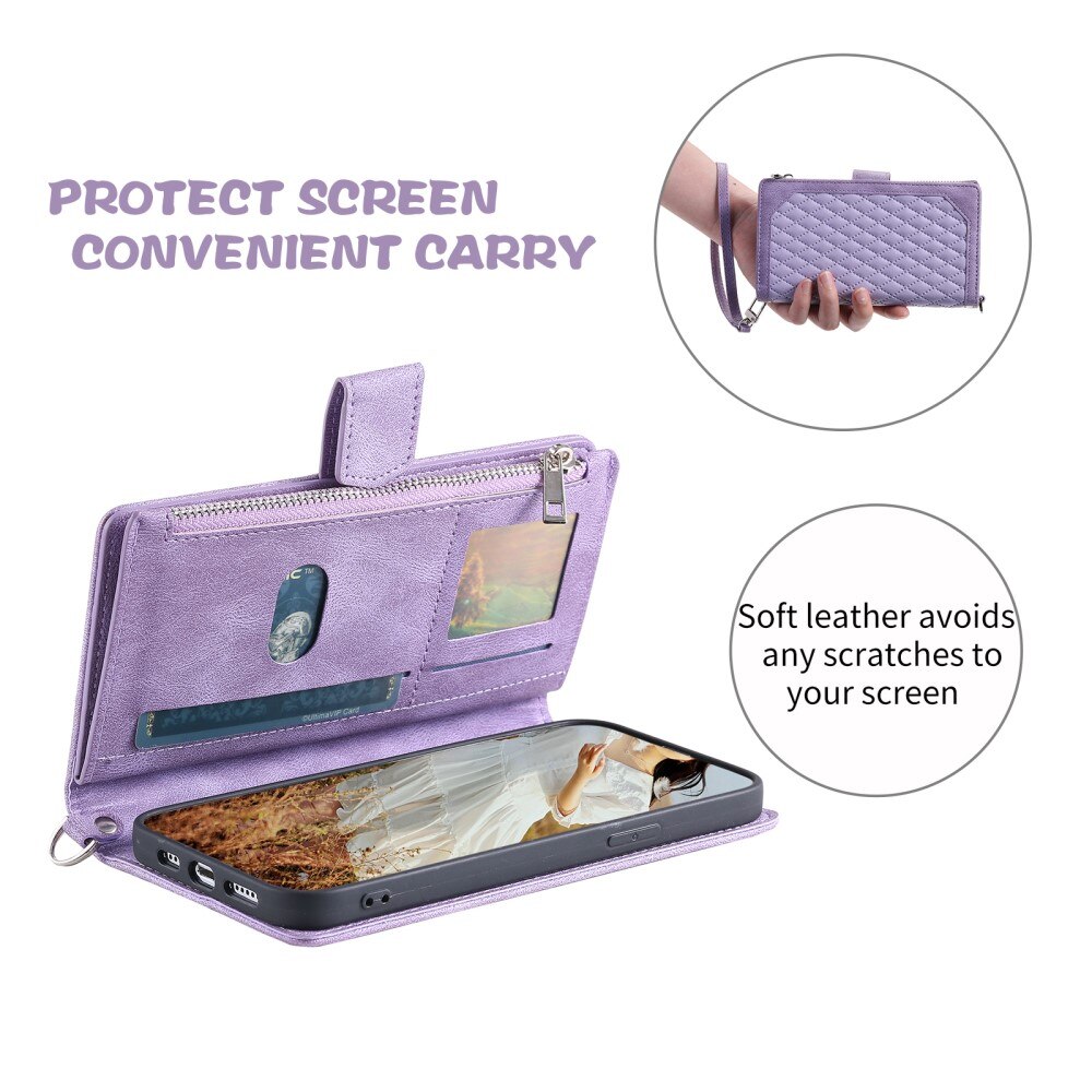 Samsung Galaxy A14 Brieftasche Hülle Quilted Lila