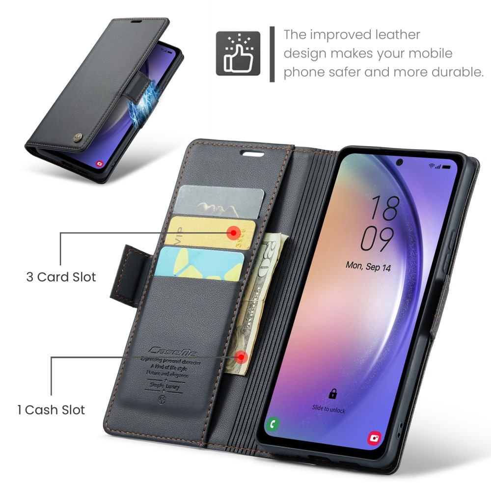 RFID-geschützte Slim Portemonnaie-Hülle Samsung Galaxy A54 Schwarz