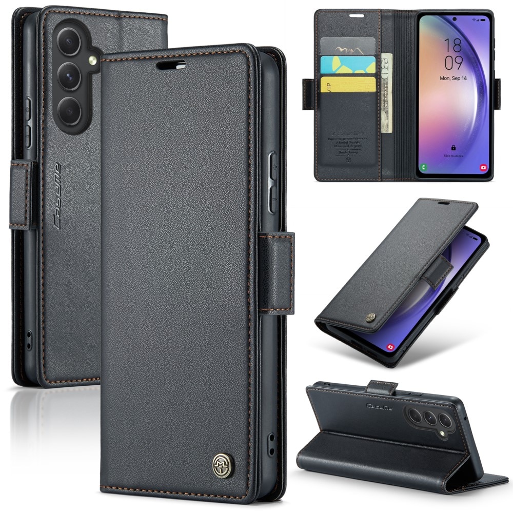 RFID-geschützte Slim Portemonnaie-Hülle Samsung Galaxy A54 Schwarz
