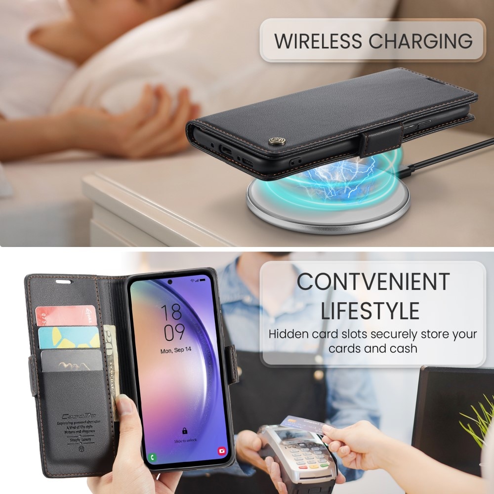 RFID-geschützte Slim Portemonnaie-Hülle Samsung Galaxy A54 Schwarz