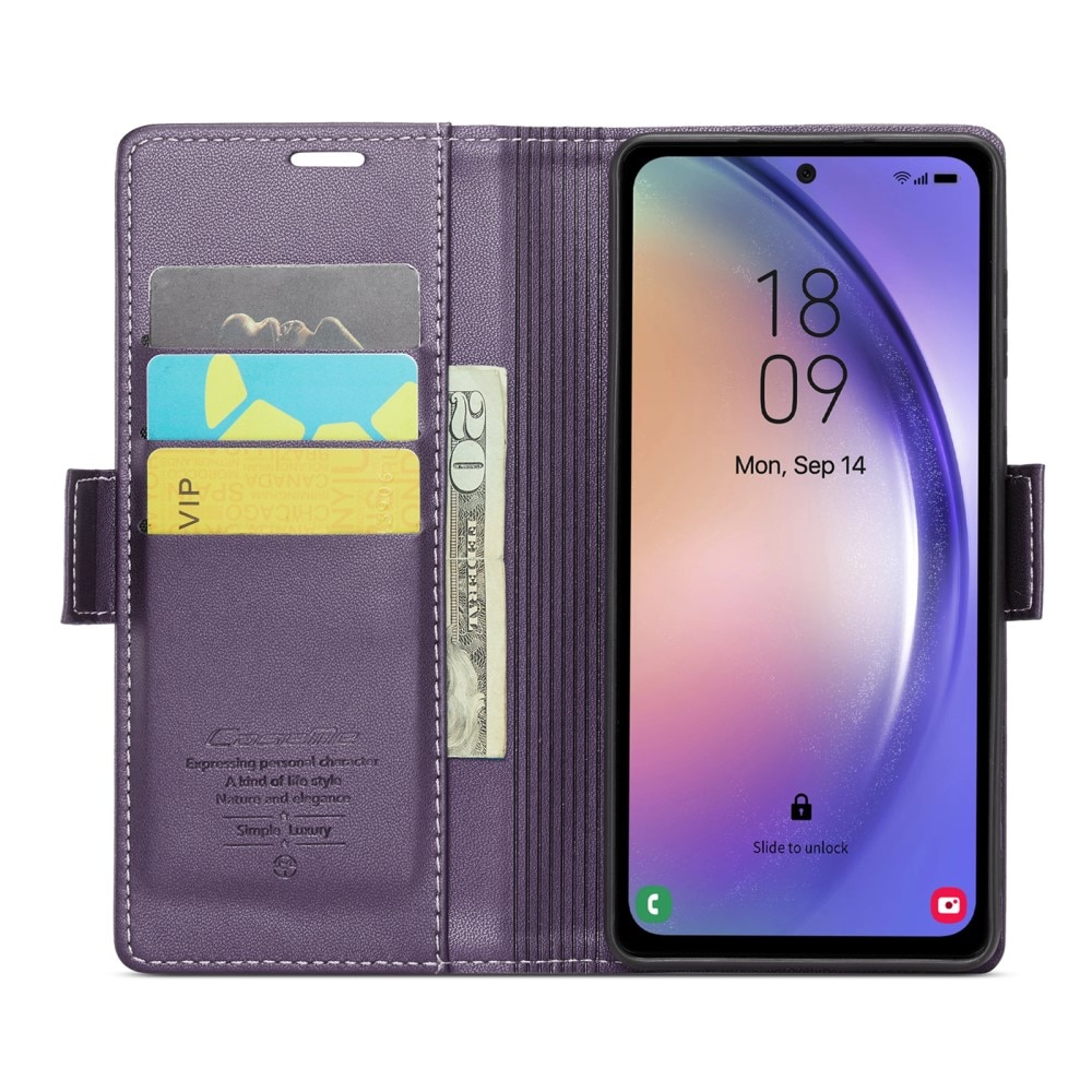 RFID-geschützte Slim Portemonnaie-Hülle Samsung Galaxy A54 lila