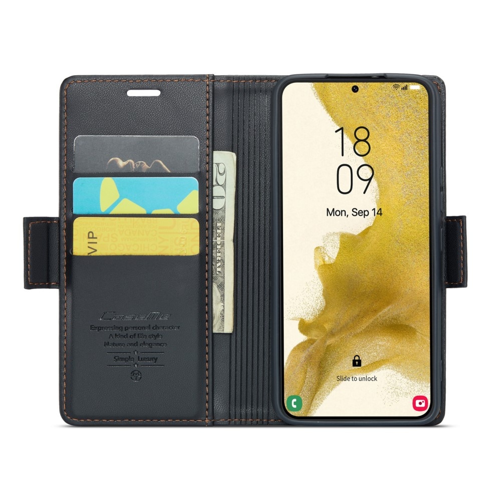 RFID-geschützte Slim Portemonnaie-Hülle Samsung Galaxy S22 schwarz