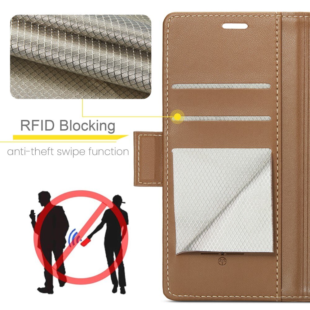 RFID-geschützte Slim Portemonnaie-Hülle Samsung Galaxy S22 Plus braun