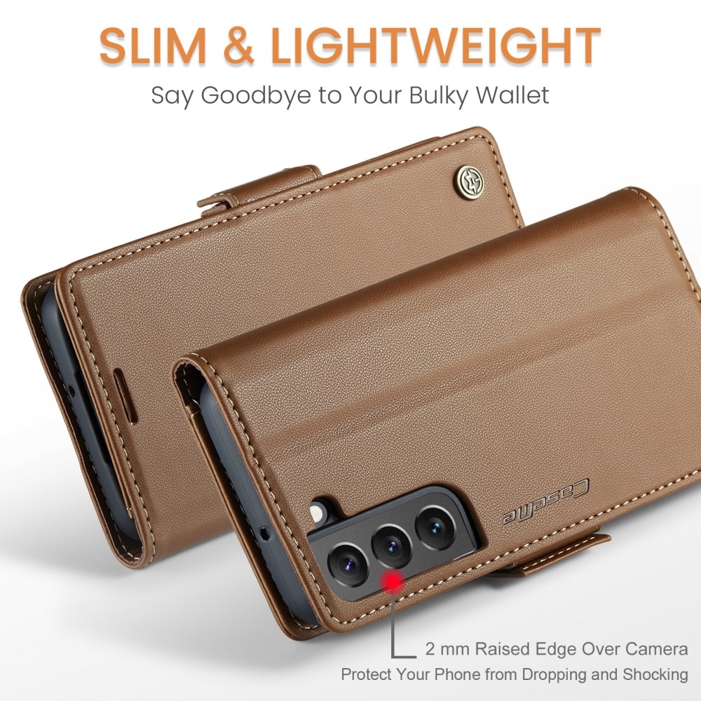 RFID-geschützte Slim Portemonnaie-Hülle Samsung Galaxy S22 Plus braun
