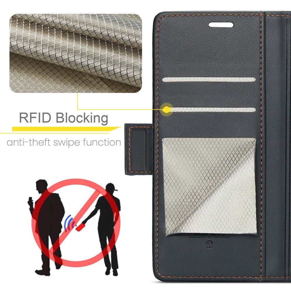 RFID-geschützte Slim Portemonnaie-Hülle Apple iPhone 14 Pro Schwarz