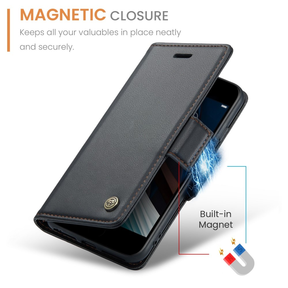 RFID-geschützte Slim Portemonnaie-Hülle iPhone SE (2022) schwarz