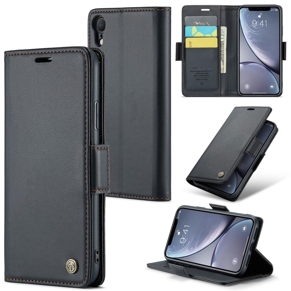 RFID-geschützte Slim Portemonnaie-Hülle iPhone XR schwarz